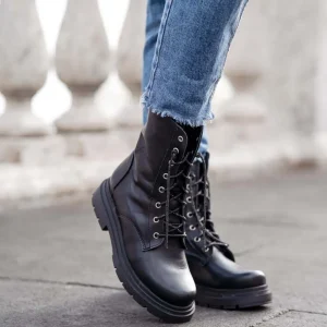 Anfibi | Stivali Invernali | Personal Anfibi con Laccio di Strass Scuro "BLAX"  - Nero