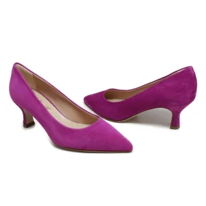 Scarpe Con Tacco | Made in Italy Decollete con Tacco a Rocchetto Medio "V60" - Camoscio Fucsia