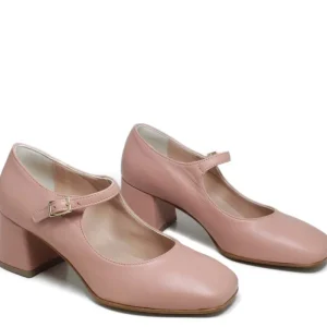 Scarpe Con Tacco | Personal Decollete Mary Jane con Tacco Comodo "Enya" - Nappa Nude