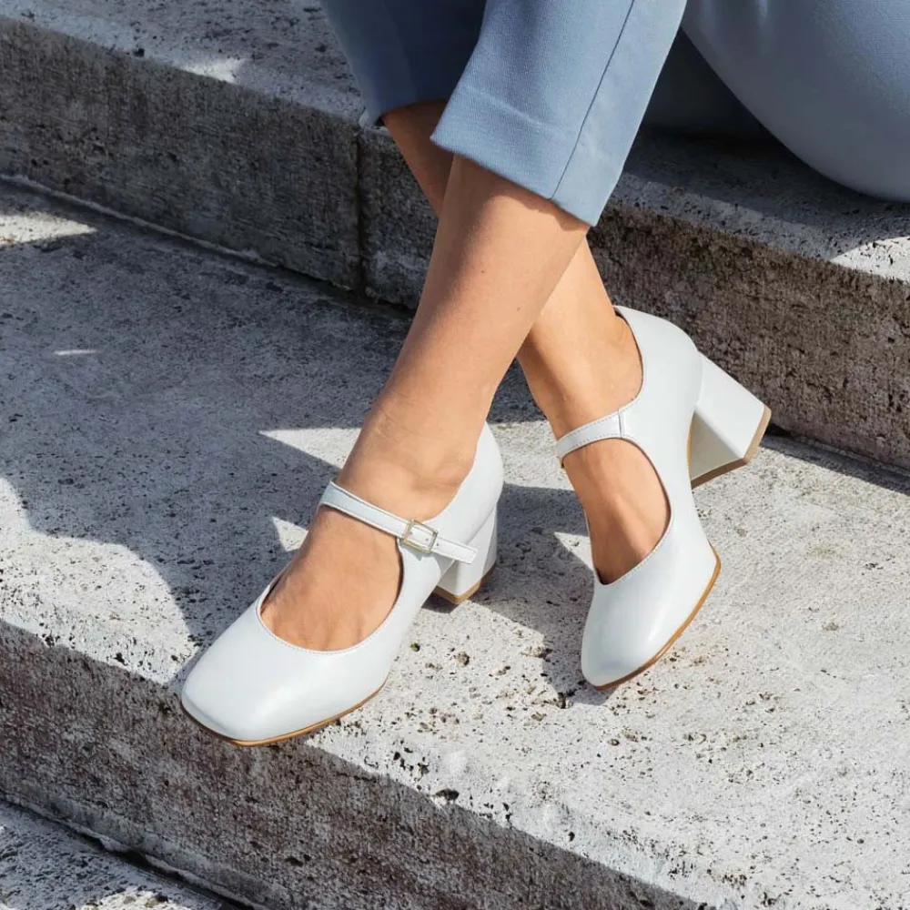decollete_mary_jane_con_t_1-1.webp Scarpe Con Tacco | Personal Decollete Mary Jane con Tacco Comodo "Enya" - Nappa Bianco