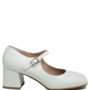 Scarpe Con Tacco | Personal Decollete Mary Jane con Tacco Comodo "Enya" - Nappa Bianco