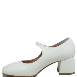Scarpe Con Tacco | Personal Decollete Mary Jane con Tacco Comodo "Enya" - Nappa Bianco