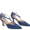 Scarpe Con Tacco | Made in Italy Decollete T Strap con Tacco 8cm "V59" - Camoscio Blu