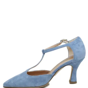 Scarpe Con Tacco | Made in Italy Decollete T Strap con Tacco 8cm "V59" - Camoscio Jeans