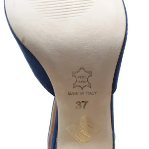 Scarpe Con Tacco | Made in Italy Decollete T Strap con Tacco 8cm "V59" - Camoscio Blu