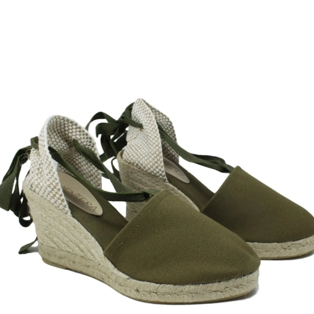 espadrillas_con_zeppa_alt_0-3.webp Espadrillas | Sandali Con Zeppa | Formentera Espadrillas con Zeppa Alta e Laccio alla caviglia "701" - Militare Verde