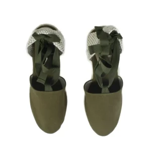 Espadrillas | Sandali Con Zeppa | Formentera Espadrillas con Zeppa Alta e Laccio alla caviglia "701" - Militare Verde