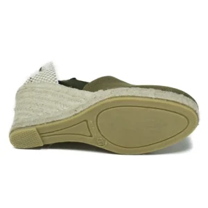 Espadrillas | Sandali Con Zeppa | Formentera Espadrillas con Zeppa Alta e Laccio alla caviglia "701" - Militare Verde
