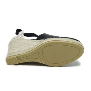 Espadrillas | Sandali Con Zeppa | Mañana Espadrillas con Zeppa Alta e Laccio alla caviglia "701" - Laminato Nero