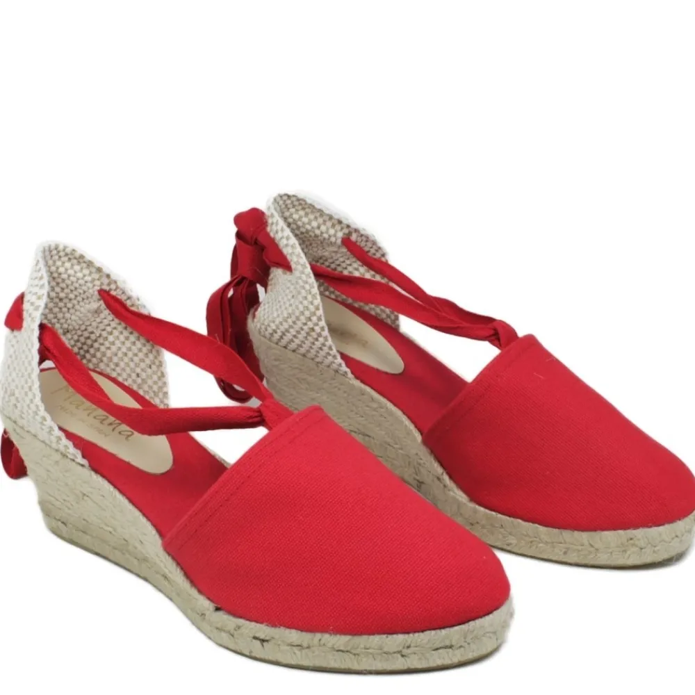 espadrillas_con_zeppa_med_0-2.webp Espadrillas | Sandali Con Zeppa | Mañana Espadrillas con Zeppa Media e Laccio alla caviglia "501" - Rosso