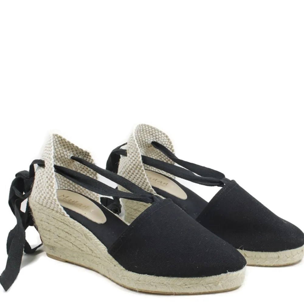 espadrillas_con_zeppa_med_0-3.webp Espadrillas | Sandali Con Zeppa | Mañana Espadrillas con Zeppa Media e Laccio alla caviglia "501" - Nero