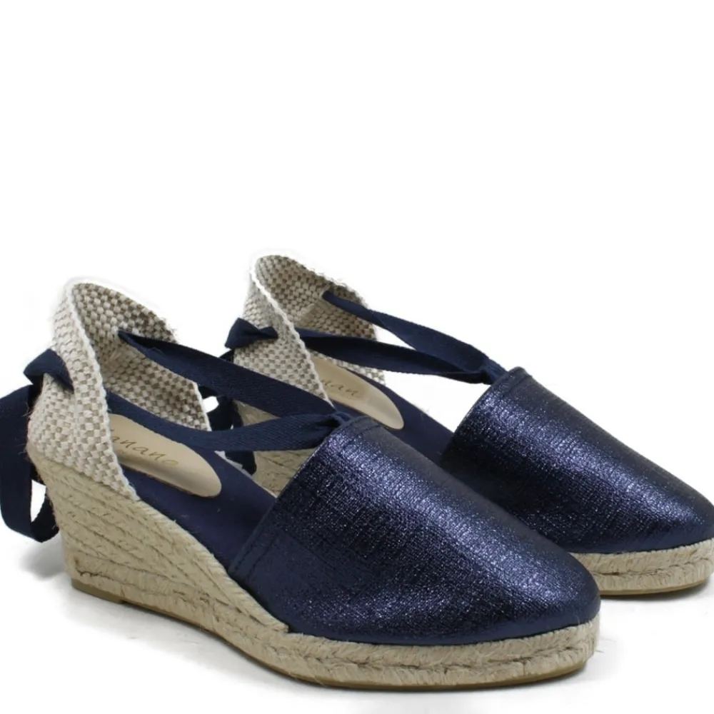 espadrillas_con_zeppa_med_0-9.webp Espadrillas | Sandali Con Zeppa | Mañana Espadrillas con Zeppa Media e Laccio alla caviglia "501" - Laminato Blu