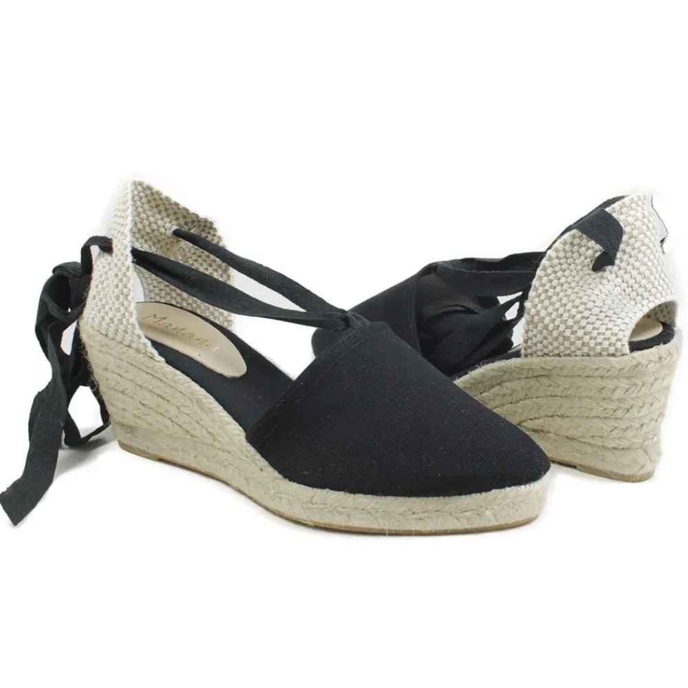 espadrillas_con_zeppa_med_2-3.webp Espadrillas | Sandali Con Zeppa | Mañana Espadrillas con Zeppa Media e Laccio alla caviglia "501" - Nero