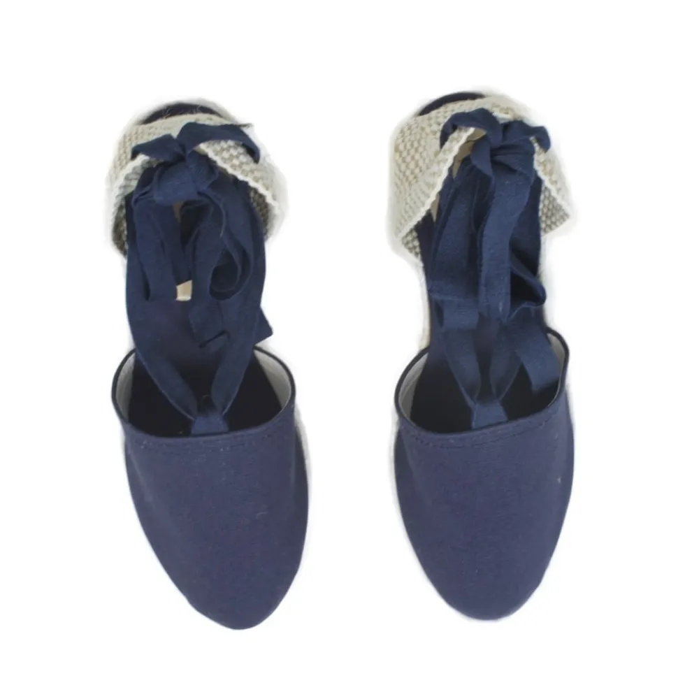 espadrillas_con_zeppa_med_2-4.webp Espadrillas | Sandali Con Zeppa | Mañana Espadrillas con Zeppa Media e Laccio alla caviglia "501" - Blu