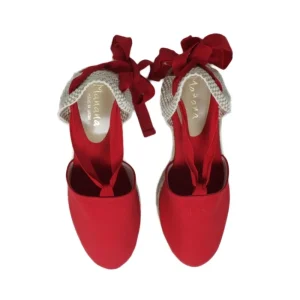 Espadrillas | Sandali Con Zeppa | Mañana Espadrillas con Zeppa Media e Laccio alla caviglia "501" - Rosso