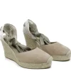 Espadrillas | Sandali Con Zeppa | Mañana Espadrillas in Camoscio con Zeppa Alta e Laccio alla Caviglia "802" - Taupe