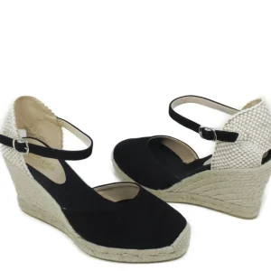 Espadrillas | Sandali Con Zeppa | Mañana Espadrillas in Camoscio con Zeppa Alta e Cinturino "712" - Nero
