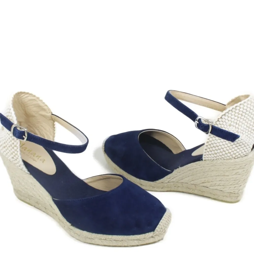 espadrillas_in_camoscio_c_1.webp Sandali Con Zeppa | Espadrillas | Mañana Espadrillas in Camoscio con Zeppa Alta e Cinturino "712" - Blu