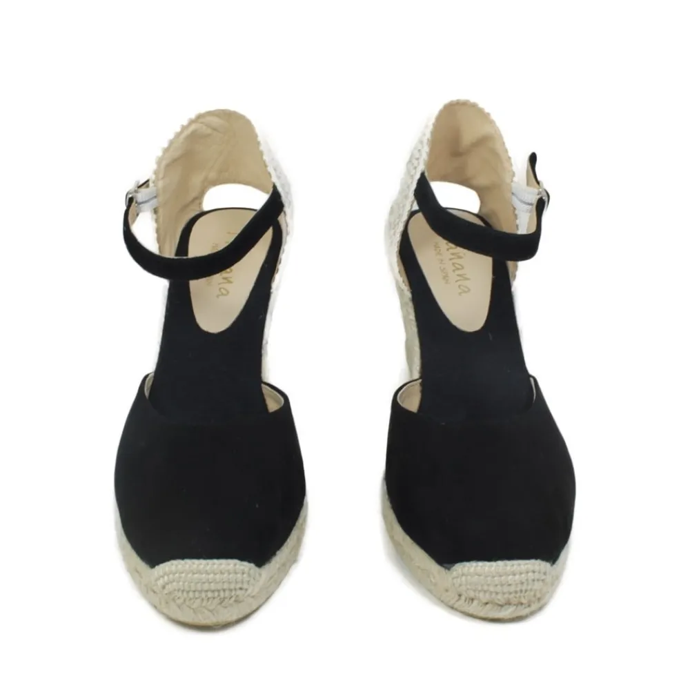espadrillas_in_camoscio_c_2-1.webp Espadrillas | Sandali Con Zeppa | Mañana Espadrillas in Camoscio con Zeppa Alta e Cinturino "712" - Nero