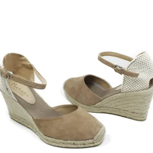 Espadrillas | Sandali Con Zeppa | Mañana Espadrillas in Camoscio con Zeppa Alta e Cinturino "712" - Taupe