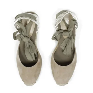 Espadrillas | Sandali Con Zeppa | Mañana Espadrillas in Camoscio con Zeppa Alta e Laccio alla Caviglia "802" - Taupe