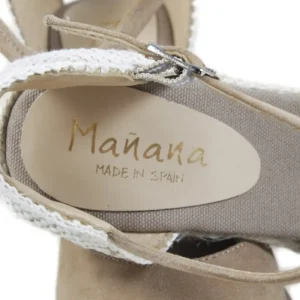 Espadrillas | Sandali Con Zeppa | Mañana Espadrillas in Camoscio con Zeppa Alta e Cinturino "712" - Taupe