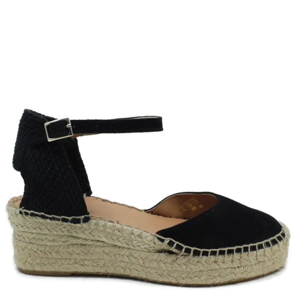 espadrillas_in_camoscio_c_4-2.webp Espadrillas | Sandali Con Zeppa | Mañana Espadrillas in Camoscio con Zeppa Bassa e Cinturino "410" - Nero