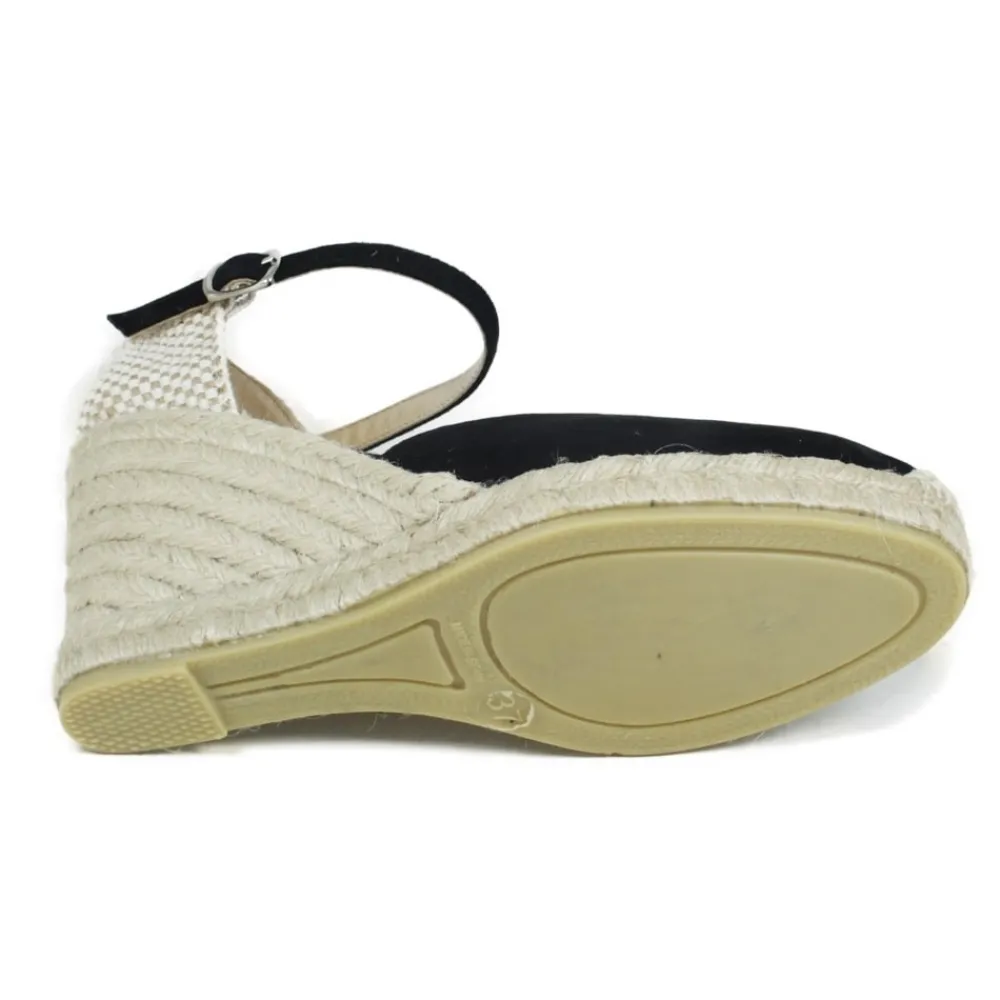 espadrillas_in_camoscio_c_4.webp Espadrillas | Sandali Con Zeppa | Mañana Espadrillas in Camoscio con Zeppa Alta e Cinturino "712" - Nero