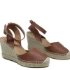 Espadrillas | Sandali Con Zeppa | Mañana Espadrillas in Pelle con Zeppa Alta e Cinturino "732" - Cuoio