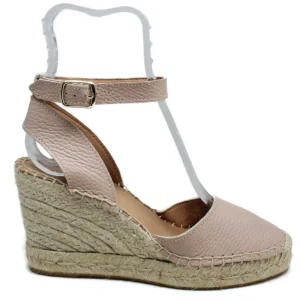 Sandali Con Zeppa | Espadrillas | Mañana Espadrillas in Pelle con Zeppa Alta e Cinturino "732" - Nude