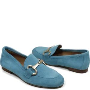 Stringate & Mocassini | In Time Mocassini da Donna in camoscio con morsetto "MADAME" - Azzurro