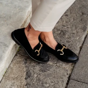 Stringate & Mocassini | In Time Mocassini da Donna in camoscio con morsetto "MADAME" - Nero