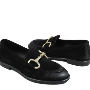 Stringate & Mocassini | In Time Mocassini da Donna in camoscio con morsetto "MADAME" - Nero