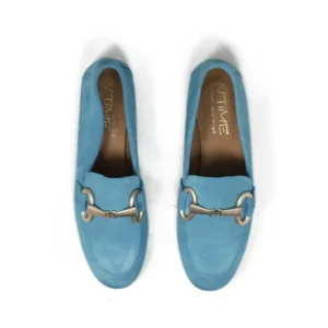 Stringate & Mocassini | In Time Mocassini da Donna in camoscio con morsetto "MADAME" - Azzurro