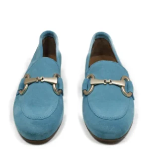 Stringate & Mocassini | In Time Mocassini da Donna in camoscio con morsetto "MADAME" - Azzurro