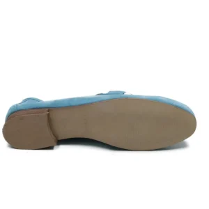 Stringate & Mocassini | In Time Mocassini da Donna in camoscio con morsetto "MADAME" - Azzurro