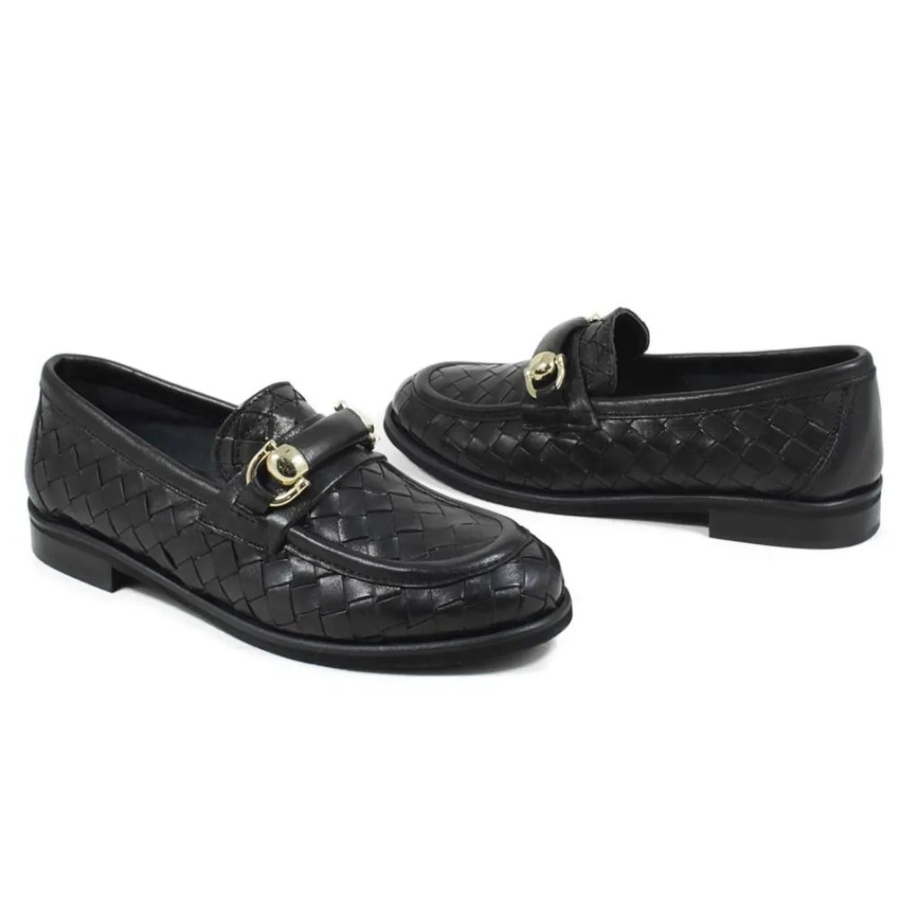 mocassini_da_donna_in_pel_5.webp Stringate & Mocassini | Personal Mocassini da Donna in Pelle Intrecciata "MOKA" - Nero