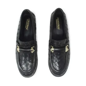 Stringate & Mocassini | Personal Mocassini da Donna in Pelle Intrecciata "MOKA" - Nero