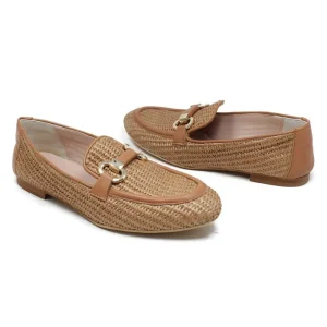 Stringate & Mocassini | Personal Mocassini da Donna in Rafia e Nappa "JANE" - Cuoio