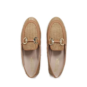 Stringate & Mocassini | Personal Mocassini da Donna in Rafia e Nappa "JANE" - Cuoio