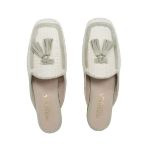 Stringate & Mocassini | Sabot | Personal Sabot Flat in Rafia e Camoscio con Nappine "CAPRI" - Beige