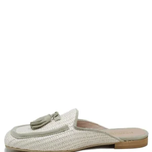 Stringate & Mocassini | Sabot | Personal Sabot Flat in Rafia e Camoscio con Nappine "CAPRI" - Beige