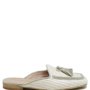 Stringate & Mocassini | Sabot | Personal Sabot Flat in Rafia e Camoscio con Nappine "CAPRI" - Beige