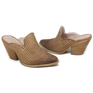 Sabot | Scarpe Con Tacco | Personal Sabot Texani con Tacco Alto "DEBRA" - Rafia Cuoio