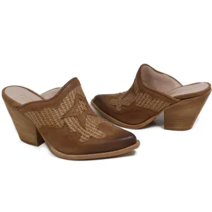 Sabot | Scarpe Con Tacco | Personal Sabot Texani con Tacco Alto "VEGA" - Nabuk e Rafia Cuoio