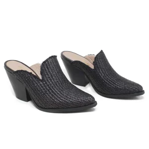 Sabot | Scarpe Con Tacco | Personal Sabot Texani con Tacco Alto "DEBRA" - Rafia Nero