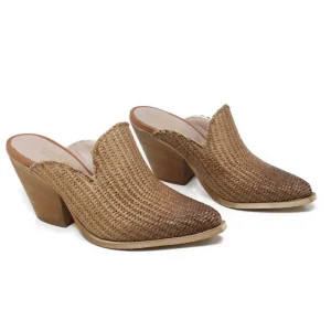 Sabot | Scarpe Con Tacco | Personal Sabot Texani con Tacco Alto "DEBRA" - Rafia Cuoio