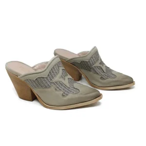 Sabot | Scarpe Con Tacco | Personal Sabot Texani con Tacco Alto "VEGA" - Nabuk e Rafia Taupe