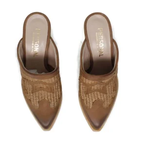 Sabot | Scarpe Con Tacco | Personal Sabot Texani con Tacco Alto "VEGA" - Nabuk e Rafia Cuoio