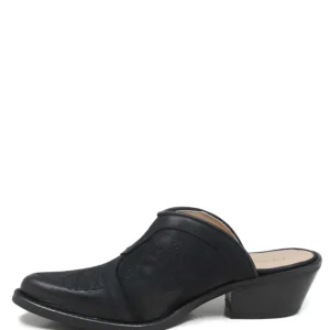 Sabot | Scarpe Con Tacco | Personal Sabot Texani Ricamati con Tacco Medio "ADEL" - Nabuk Nero